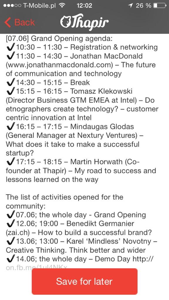 Save the program for a #WARP14 #event in @HubraumKrakow or just download <a href="/Thapir_com/">Thapir</a> #app and check it