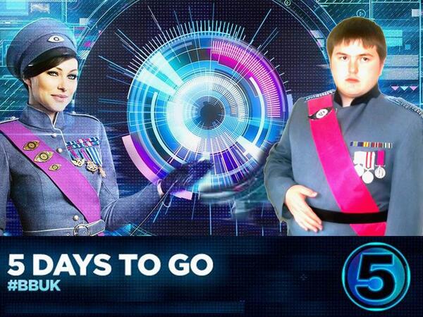 ukbbc5's tweet photo. FIVE. DAYS. TO GO! #bbuk returns Thursday 12th June, 9:00pm, @channel5_uk. RT to spread the word! http://t.co/73nCj1trRA