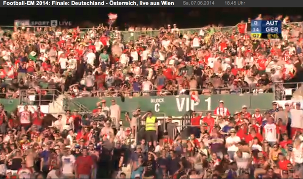 AlbertBreer's tweet photo. Wow ... In Vienna >> RT @RobertKlemko: What the crowd looks like at the European (American) football championships... http://t.co/6mfMffwFjx