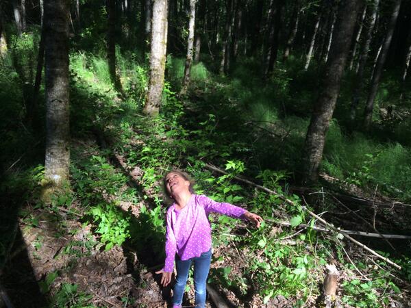 Asia is exited we found a great new area for a kids track clearing starts now.