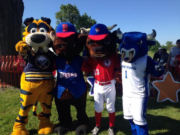 UBuffaloBulls's tweet photo. Victor E. Bull with a few of his local mascot friends! #lifeofamascot http://t.co/UgRtf9z0nf