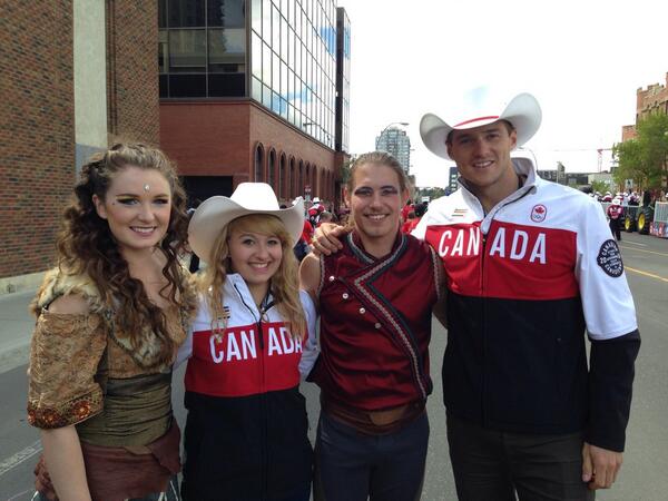 So cool meeting <a href="/Cavalia/">Cavalia</a> performers from #OdysseoYYC at the #ParadeOfChampions with <a href="/bradcspence/">Brad Spence</a>! #TeamCanada