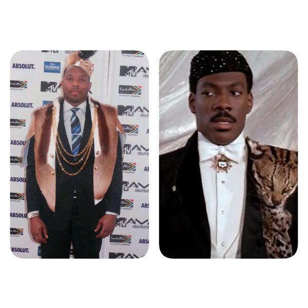 PhathuMakwarela's tweet photo. Sizwe went all COMING TO AMERICA on us #MAMAs2014 http://t.co/ycZ8dBqDYK