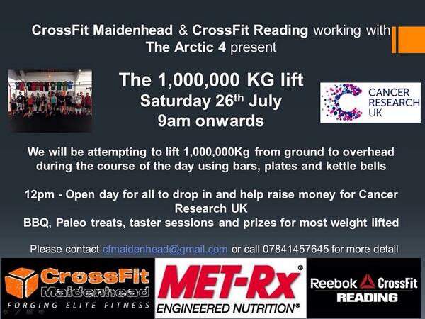 boxunion's tweet image. 1,000,000KG GROUND TO OVERHEAD EVENT AT CROSSFIT MAIDENHEAD, SATURDAY 26th JULY