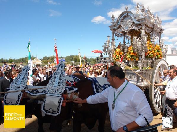 RociodeAlmonte's tweet photo. La marisma parece plata cuando es @RocioLaPalma quien se acerca a la Señora, no hay carreta más bonita en #ElRocio14 http://t.co/Ug2krcEnud
