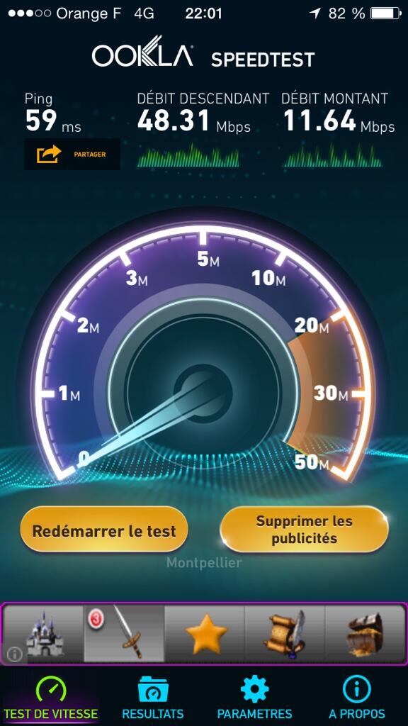 Plutôt pas mal comme débit ! #4GSosh
