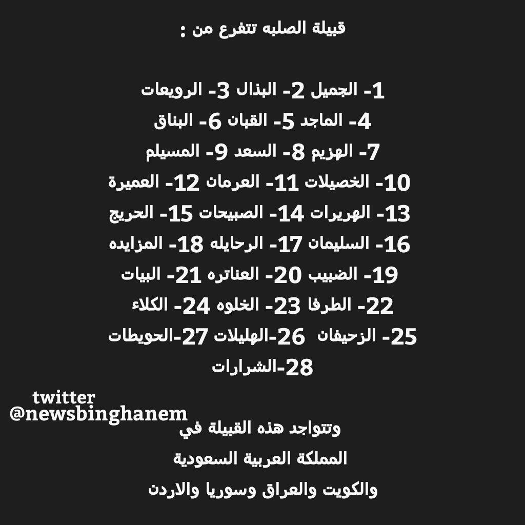 حساب بني غانم Sur Twitter قبيلة الصلبه تتفرع من الكويت العراق السعودية الأردن سوريا Http T Co Hujinwkzcy