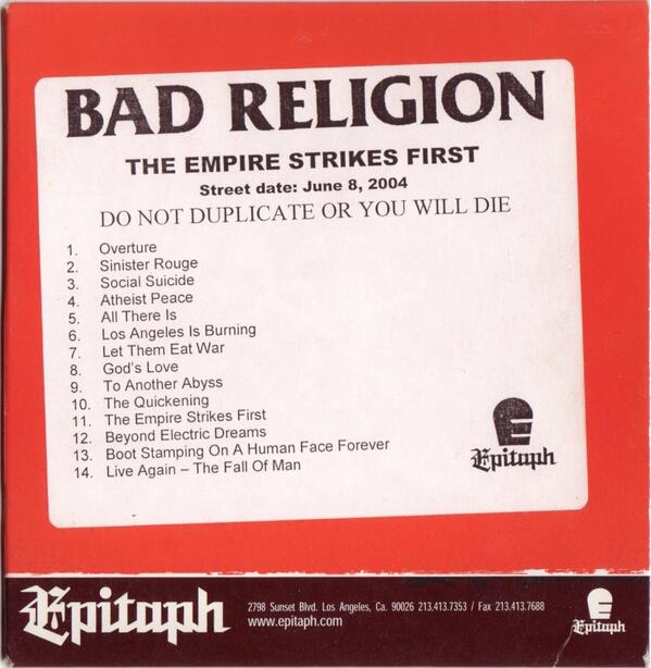 hook_69's tweet image. #BadReligion #TESF 10 years of "The Empire Strikes First"