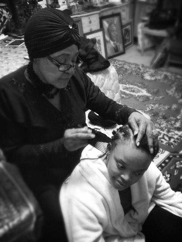 My grandmother <a href="/winniemandela/">Winnie Mandela</a> used to plait my hair as a child; here we are again tonight, decades later! #uMaKhulu