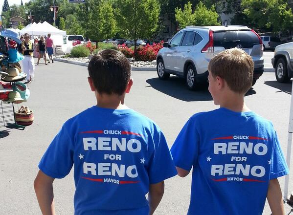 Out at a local farmer's market with the boys! They rounded up a good 50 votes for sure!! Vote june 10th!!! #RenoMayor