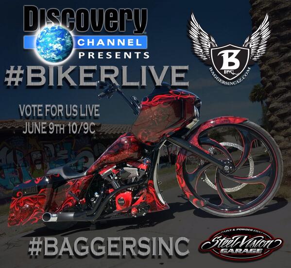 Steel_Vision's tweet image. Make sure to watch #BikerLive on Discovery Channel tomorrow night and vote for #BikerLiveBaggersInc