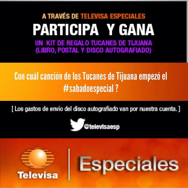 PARTICIPA y GANA kit autografiado por <a href="/LosTucanesDeTJ/">Los Tucanes De Tijuana</a> <a href="/festivalaca/">FESTIVAL ACAPULCO</a> <a href="/Visitacapulco/">VisitAcapulco</a> checa las bases!🎶🎺 <a href="/Canal_Estrellas/">Las Estrellas</a>