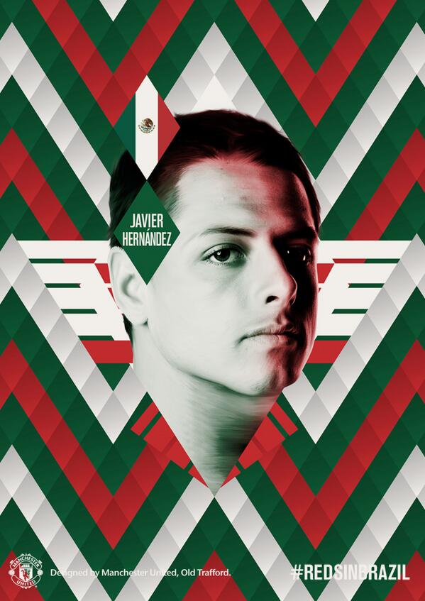 ManUtd's tweet photo. Retweet if you think @CH14_ can fire Mexico into the knock-out rounds at the World Cup. #RedsInBrazil http://t.co/D96tuczKlG