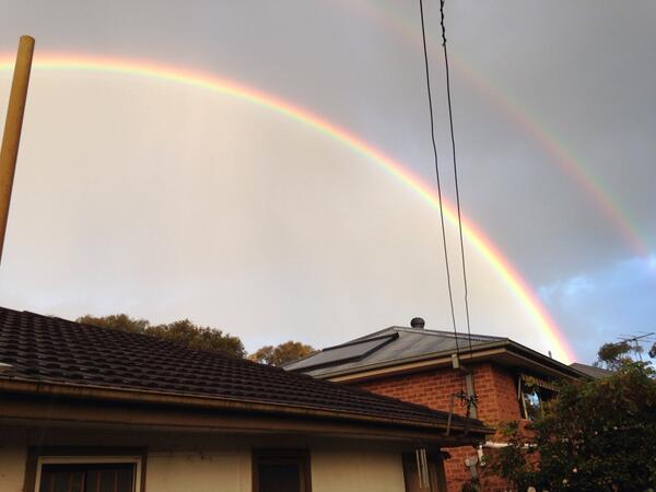 writingmonkey's tweet image. Double rainbow at home! #makingawish