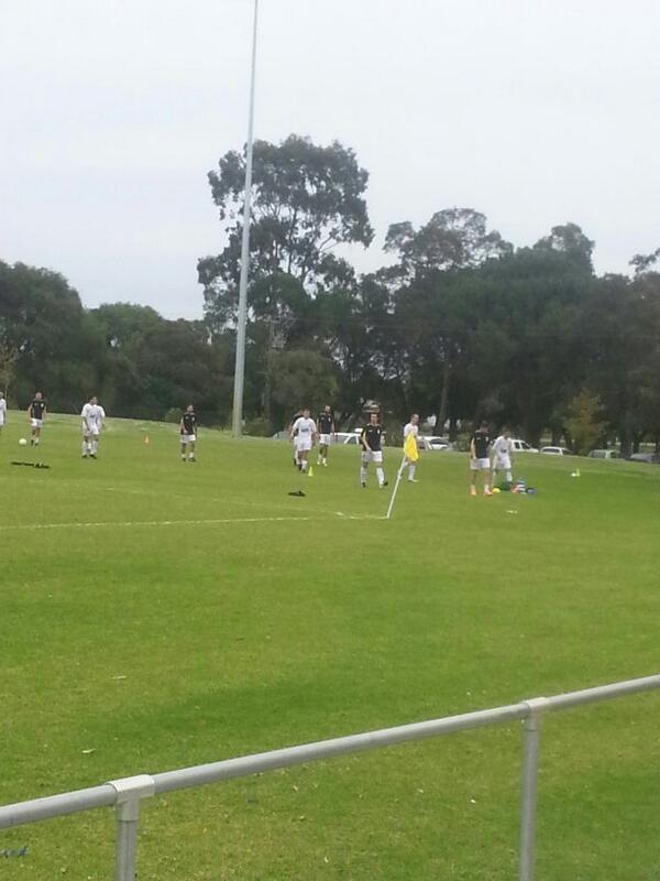 the lads warming up for a tough game against the mighty Floreat Athena