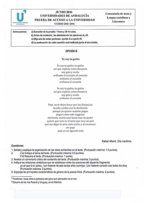 Pericoj's tweet photo. Se ha filtrado el examen de Lengua de selectividad. #Selectividad. http://t.co/Jy0x0ITr7y
