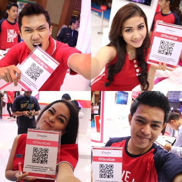 smartfrenworld's tweet photo. Contohnya:
"Wah booth @smartfrenworld keren banget dan ramah-ramah lagi orangnya! #SmartfrenICS14 #SFSecretCode" http://t.co/5CofFTUtiV