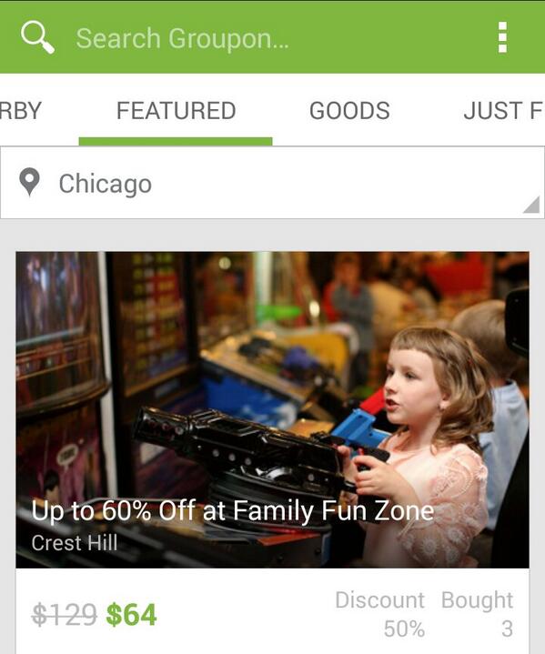benichiwa's tweet photo. @Groupon @GrouponChicago this is a poor choice for promoting a "family fun zone", no? #groupon #5yearoldchaingunner http://t.co/USm8ZrlV8G