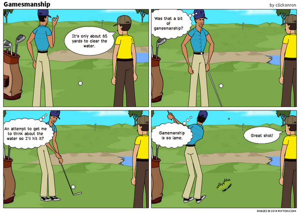 strandtheartist's tweet image. #golf #cartoon A bit of gamesmanship. #RBCAmes