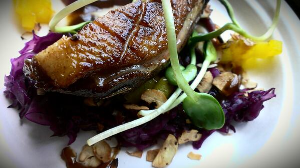Seared duck w sunflower sprouts by Bernhard Mairinger #cookingforacure @HirshbergFound