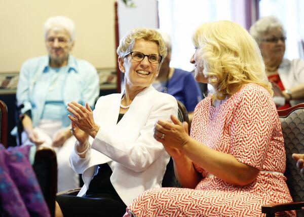 Kathleen_Wynne's tweet photo. In #Waterloo w #OLP candidate @JamieBurtonKW - talking about making #Ontario best place to grow up and to grow old http://t.co/HVsaoqikJf
