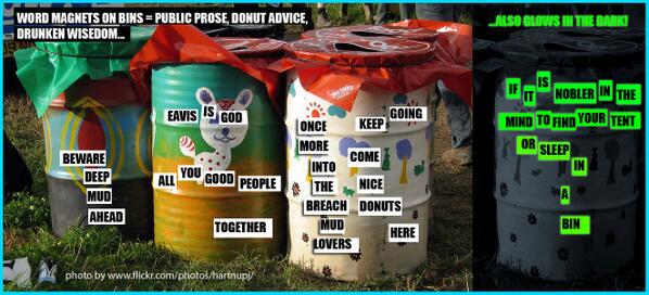 Prose to the people! WORD+MAGNETS+BINS >>  #GlastoGizmos