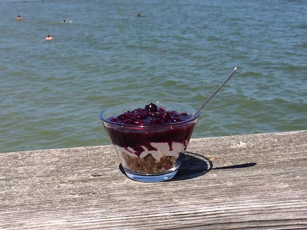 ChappsTreats's tweet image. Perfect treat when watching #VeepFinale.  Blueberry Pretzel Salad.  #chappstreats #instoressoon