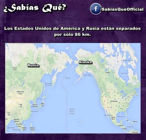 Sabias__que_'s tweet photo. #SabiasQue La distancia entre EEUU y Rusia es tan solo 86 Km http://t.co/ExVa9DXMx5