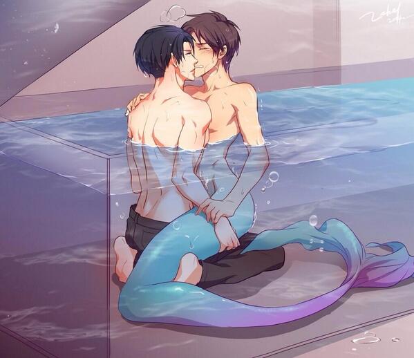ELLEfujoshi's tweet photo. OMG I'm so sorry, I've been gone for way to long :0 here's an AU of mermaid ereri. Hehe. http://t.co/3tGg7ADbpq