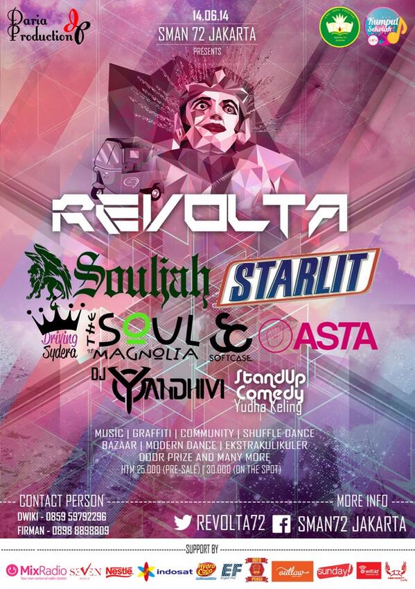 14/06/14 | 15.00 - #kumpulsekolah SMAN 72 <a href="/revolta72/">REVOLTA</a> | htm. 25k (pre-sale) 30k (ots)