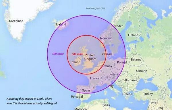 ThePoke's tweet photo. Where The Proclaimers Are Prepared To Walk To [Infographic] http://t.co/jR8gldIdTF http://t.co/CIY8jsweSW
