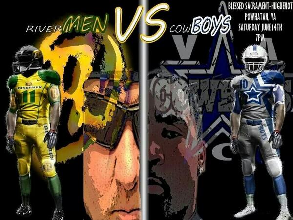CoachShipp5's tweet photo. Cowboys vs. Rivermen... June 14th 7pm at Blessed Sacrament-Huguenot Academy 2501 Academy Rd Powhatan, Va 23139 http://t.co/58SaAhsFrN