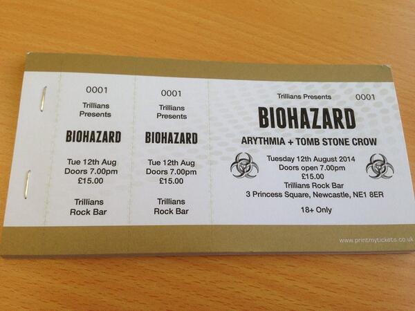 <a href="/tombstonecrow/">Tombstone Crow</a>/ <a href="/Trillians_live/">Trillians Rock Bar</a> 4 <a href="/biohazardDFL/">BIOHAZARD</a> tickets!We support the metal legends on 12th August only at Trillians