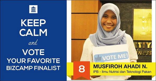 RT &amp; Like! BizCampers #8 Musfiroh Ahadi (IPB - Ilmu Nutrisi &amp; Teknologi Pakan) --> on.fb.me/1xweTLh