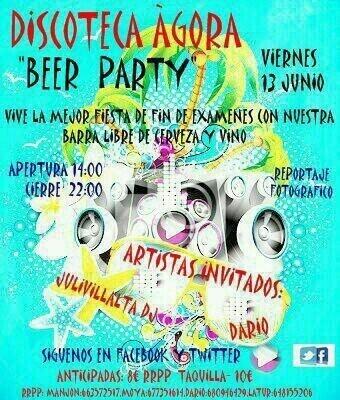 JuliVillaltaDj's tweet photo. Ya sabéis lo que nos espera este viernes después de paeg y de exámenes, una buena cervezada en @DiscotecaAgora RT RT http://t.co/RCmFcraVRA
