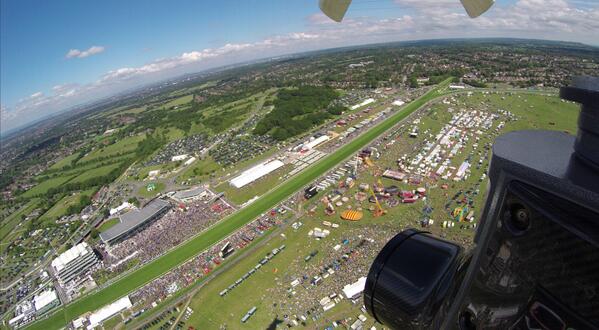 ACSMediaUK's tweet photo. The view from the @TheEyeFlyer at this year's Epsom Derby - delivering great aerial shots for @Channel4Racing http://t.co/CwTbFNDcRK