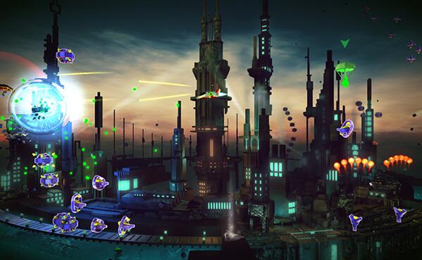 PlayStation's tweet photo. Resogun DLC coming to PS4 this month: http://t.co/dp7W50e0Pq New modes and a ship editor included. http://t.co/tDtusRclq5