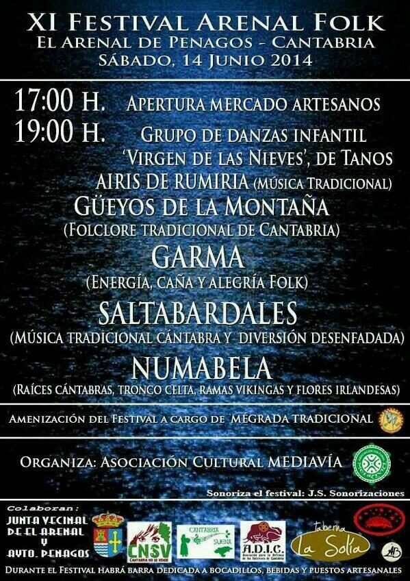 _CNSV_'s tweet photo. Este sábado la @AC_Mediavia de Penagos lleva a cabo su XI festival de folk. Os invitamos a tod@s a asistir: http://t.co/8BSzLhmqKX