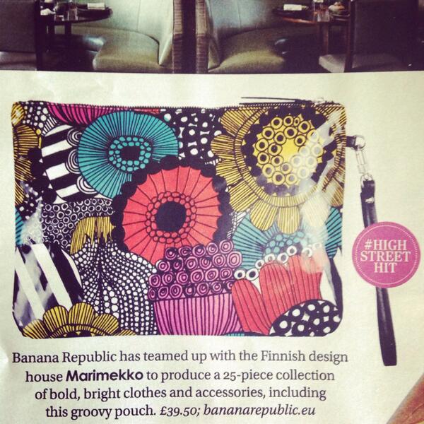 TeleLifestyle's tweet photo. We are coveting this printed pouch from #marimekko for #bananarebuplic #highstreethit #stellaloves http://t.co/ASHLyIhTmb