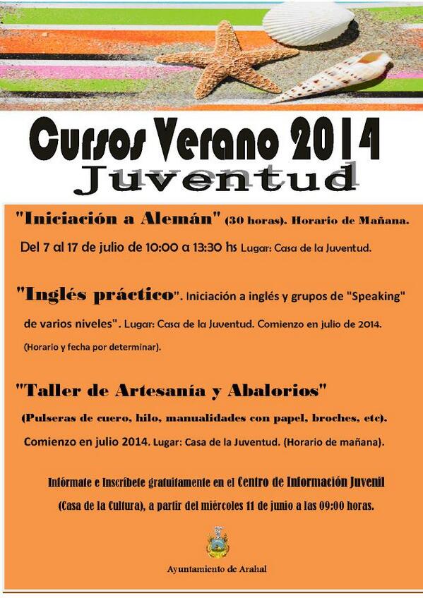 gmpsoearahal's tweet photo. #Juventud: cursos de verano para jóvenes de #Arahal. http://t.co/CzdbnVOjc3