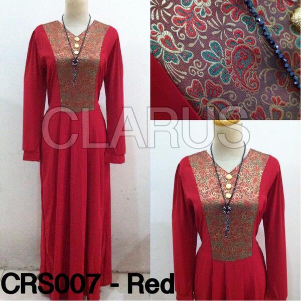ClarusStore's tweet photo. CRS007-red long dress bahan chiffon combine songket Rp 125.000 ada harga ada kualitas #happyshoping http://t.co/TQHbmmREMp