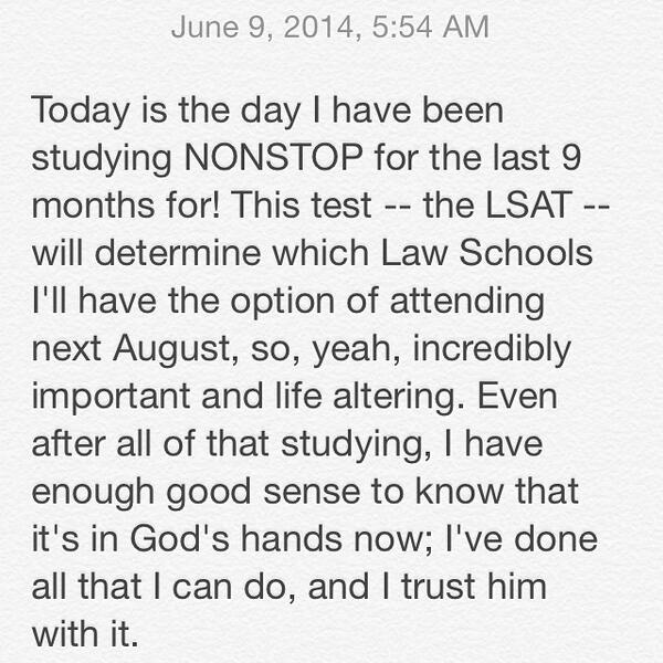 LawSchoolME's tweet image. Send up a prayer for ya gul. 🙏🙌📝🏁 #amen #firsthurdle #lawschool #LSAT #todayistheday #gametime #butGod #omw by sh...