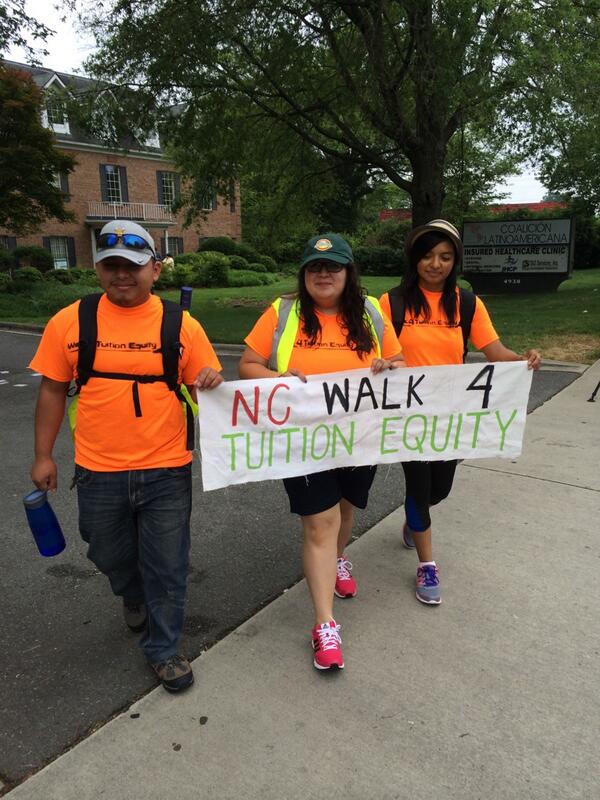 LaCoalicionCLT's tweet photo. .@United4TheDREAM walking from #CLT to #Raleigh for tuition equity for #undocumented students #onestateonerate http://t.co/64tNIgXXkY
