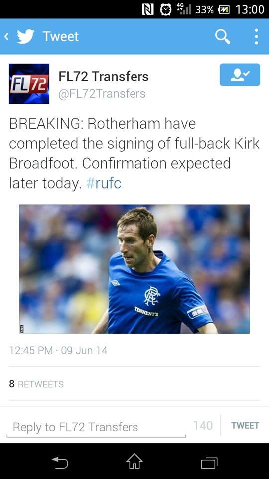 ItalianMillers's tweet photo. Oggi ci dovrebbe essere l'ufficialità del quarto colpo dei #Millers! Il difensore del #rangers, Kirk Broadfoot http://t.co/nbjbZ9bZnW