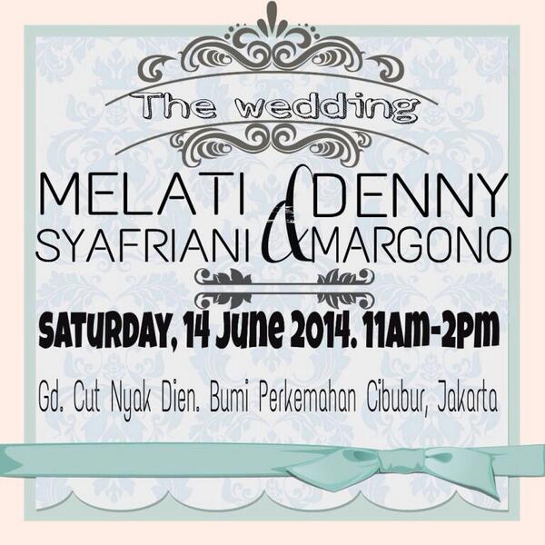 BTR_2K5's tweet photo. Satu lg nih pengumuman: @melatimemey and Denny Margono a.k.a Cikem wedding. Don't miss it guys http://t.co/g6y1nylByL