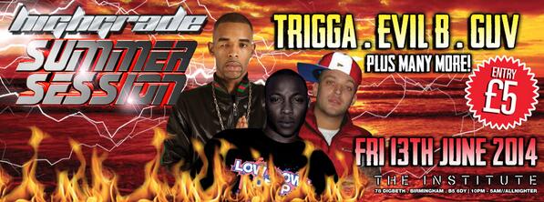 HIGHGRADE_HQ's tweet photo. HIGHGRADE SUMMER SESSION - This Friday @ The Institute, Birmingham!!  @busta_mc @deejaybomber @Dj_Smoke_DnB http://t.co/NLmzTvzssI