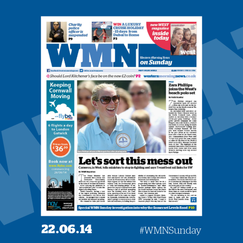 WMNNews's tweet photo. Get your copy of our brand new SUNDAY edition of the Western Morning News - #WMNSunday out 22.06.14 http://t.co/npQbrjmKJZ