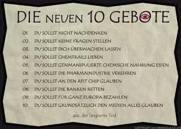 Die Gebote der neuen Götter.. Sie sind nur Götter weil die Leute sie zu solchen gemacht haben...