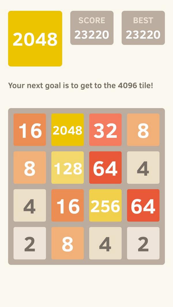 palmiticz's tweet photo. I scored 23220 points at 2048, a game where you join numbers to score high! @2048_game https://t.co/hfQn56227E http://t.co/TDpS8qdW86