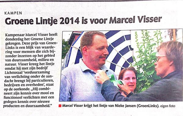 Gefeliciteerd <a href="/Lichttotaal/">Lichttotaal</a> met het Groene lintje.